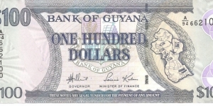 P36a - 100 Dollars
Sign 13
GOVERNOR - Lawrence Williams and MINISTER of FINANCE - Saisnarine Kowlessar Banknote