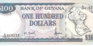 P31a - 100 Dollars
Sign 10
GOVERNOR - Archibald Livingston Meredith and MINISTER of FINANCE - Bharrat Jagdeo Banknote