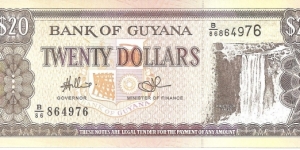 P30g - 20 Dollars
Printer - CBNC
Sign 14
GOVERNOR - Lawrence Williams and MINISTER of FINANCE - Ashni Singh Banknote