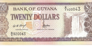 P30b - 20 Dollars
Sign 11
GOVERNOR(ag) - Dolly Sursattie Singh and MINISTER of FINANCE - Bharrat Jagdeo Banknote