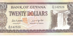 P27a - 20 Dollars
Sign 7
GOVERNOR - Patrick E. Matthews and MINISTER of FINANCE - Carl B. Greenidge Banknote