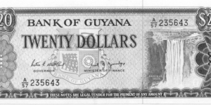 P24g - 20 Dollars
Sign 7
GOVERNOR - Patrick E. Matthews and MINISTER of FINANCE - Carl B. Greenidge Banknote