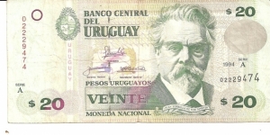 P74a - 20 Pesos Uruguayos 
Series - A  Banknote