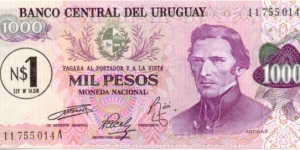 P56a - 1 Nuevo Peso stamped on 1000 Pesos(P52) Banknote