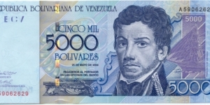P84a - 5000 Bolivares - 25.05.2000 Banknote