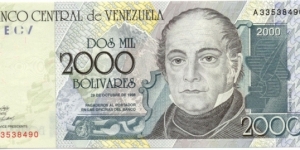 P80a - 2000 Bolivares - 29.10.1998 Banknote
