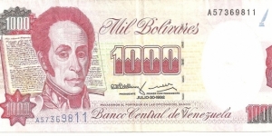 P73b - 1000 Bolivares - 30.07.1992 Banknote