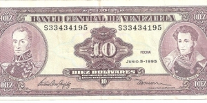 P61d - 10 Bolivares - 05.05.1995 Banknote