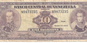 P51c - 10 Bolivares - 13.03.1973 Banknote