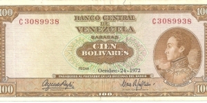 P48i - 100 Bolivares - 24.10.1972 Banknote