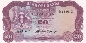 Uganda P3a (20 shillings ND 1966) Banknote