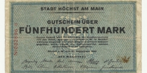 Germany 500 Mark-1922 Banknote