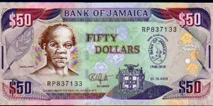 50 Dollars__
pk# 88__
 	

50th Anniversary Bank of Jamaica (1960-2010)__
01.10.2010 Banknote