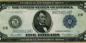 $5 Federal Reserve Note Banknote