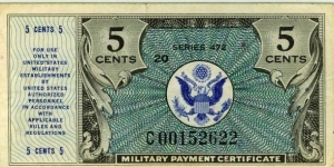 $.05 : Military Payment Certificate replacement Banknote
