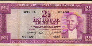 2½ Türk Lirası__
pk# 151__
(1951-1961) Banknote