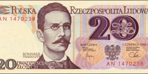 Poland 20 zlotych 1982 Banknote