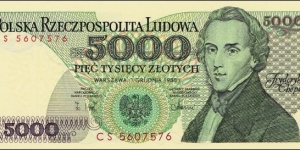 Poland 5000 zlotych 1988 Banknote