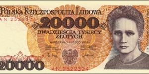 Poland 20k zlotych 1989 Banknote