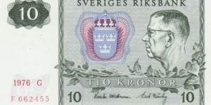 Sweden 10 kronor 1976 Banknote