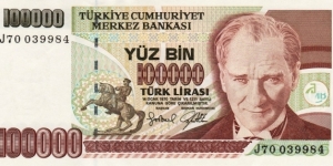 Turkey 100k lirasi 1970 Banknote