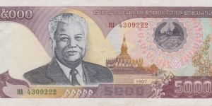 Laos 5000 kip 1997 Banknote