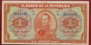 COLOMBIA 1 Peso Republica de Colombia 1926 SOLD Banknote