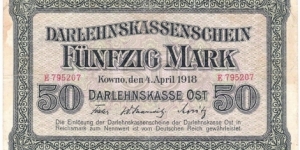 50 Mark(Occupation of Lithuania 1918)  Banknote