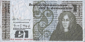 Ireland 1980 1 Pound.

'JKD' prefix. Banknote