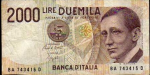 2000 Lire__
pk# 115__
sign. Ciampi/Speziali__
03.10.1990__
series: BA 743415 D Banknote