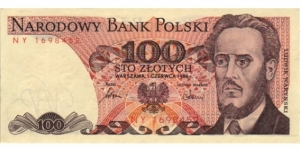 Poland  100 Zlotych -1986 Banknote