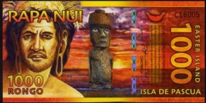 *ISLA DE PASCUA*__ EASTERN ISLAND __1000 Rongo__pk# NL__01.09.2011__
Polymer 	 Banknote