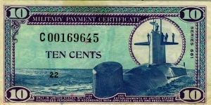 $.10 Military Payment Certificate : Series 681 replacement Banknote