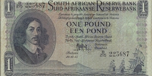 South Africa 1955 1 Pound.

'English on Top' type. Banknote