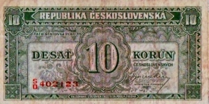 Czechoslovakia 10 Korun Banknote