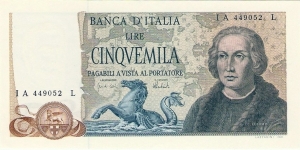 5000 Lire C.Colombo, type 2 Banknote