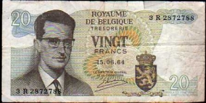 20 Francs/Frank__
pk# 138 (3)__
series: 3R 2872788__
15.06.1964 Banknote