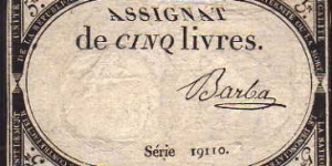 5 Livres__ pk# A 76__ 31.10.1793__ Different Signature  Banknote