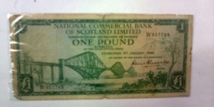 scotland 1 pound,national commercial bank of scotland limited. a difficult note to get in any grade Banknote