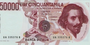 50.000 Lire 'Bernini, Type 1 Banknote