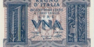 1 Lira 'Impero', Fascist regime Banknote