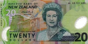 20 DOLLARS from New Zealand - Queen Elizabeth II Banknote