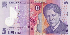 Romania 5 lei 2005, polymer Banknote