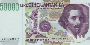 50.000 Lire, 'Bernini, Type 2 Banknote