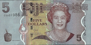 Fiji N.D. (2011) 5 Dollars.

Cut unevenly. Banknote