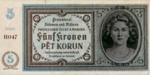 Bohemia&Moravia 5 Korun Banknote