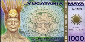 *YUCATAN*__
1000 Soles de Oro__
pk# NL__
21.12.2012__
Polymer Banknote