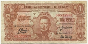 Uruguay 1 Peso (02-01-1939) type1 Banknote
