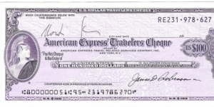 100 Dollars(American Express Travelers Cheque 1983) Banknote