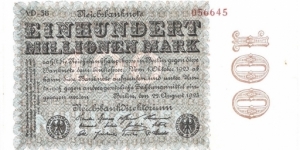 100.000.000 Mark(Weimar Republic 1923/White paper) Banknote